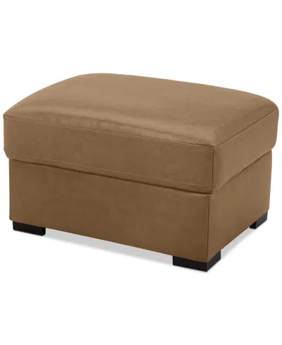 Macy's Radley 32" Leather Ottoman, Created For  In Light Natural