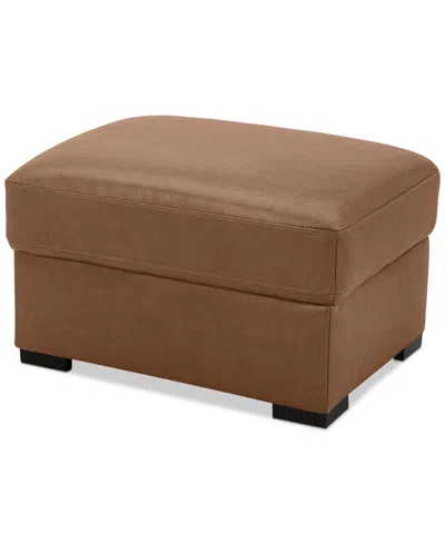 Macy's Radley 32" Leather Ottoman, Created For  In Light Tan