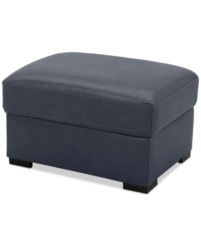 Macy's Radley 32" Leather Ottoman, Created For  In Navy
