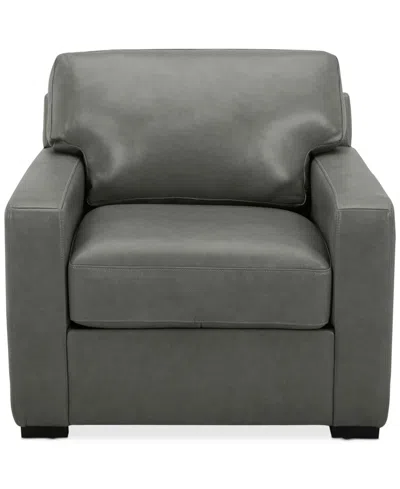 Macy's Radley 38" Leather Chair, Created For  In Gray