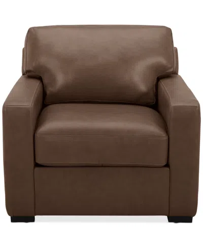 Macy's Radley 38" Leather Chair, Created For  In Light Grey