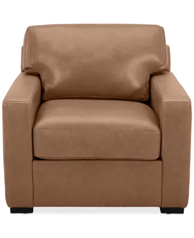 Macy's Radley 38" Leather Chair, Created For  In Light Tan