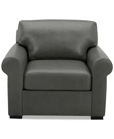 Macy's Radley 38" Leather Roll Arm Chair, Exclusively At  In Anthracite