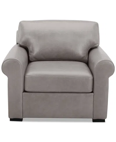 Macy's Radley 38" Leather Roll Arm Chair, Exclusively At  In Ash