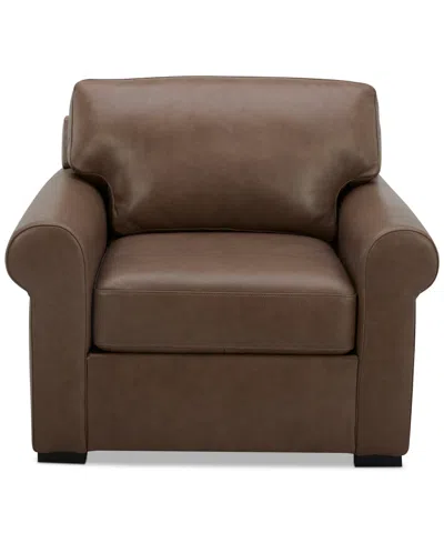 Macy's Radley 38" Leather Roll Arm Chair, Exclusively At  In Chesnut