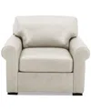 Macy's Radley 38" Leather Roll Arm Chair, Exclusively At  In Coconut Milk