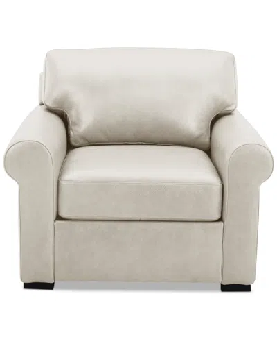 Macy's Radley 38" Leather Roll Arm Chair, Exclusively At  In Coconut Milk