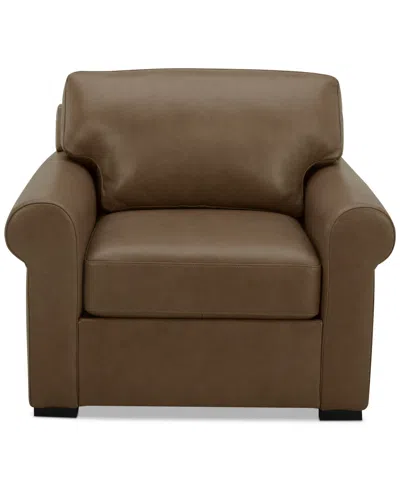 Macy's Radley 38" Leather Roll Arm Chair, Exclusively At  In Sand