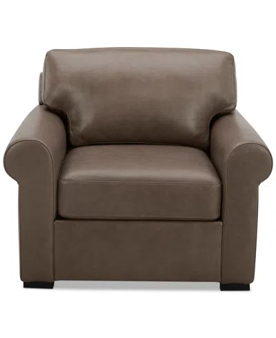 MACY'S RADLEY ROLL ARM 38" LEATHER CHAIR, EXCLUSIVELY AT MACY'S