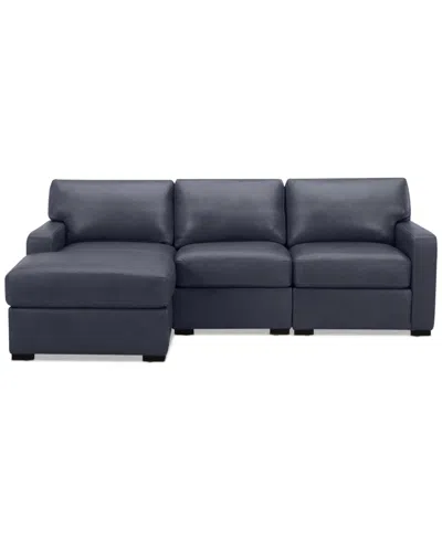 Macy's Radley 3-pc. Leather Modular Chaise Sectional, Created For  In Blue