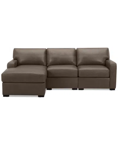Macy's Radley 3-pc. Leather Modular Chaise Sectional, Created For  In Brown