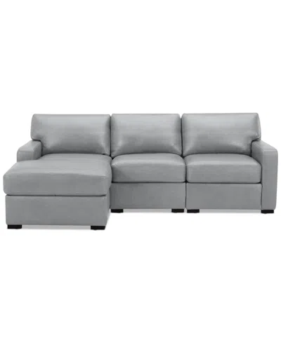 Macy's Radley 3-pc. Leather Modular Chaise Sectional, Created For  In Gray