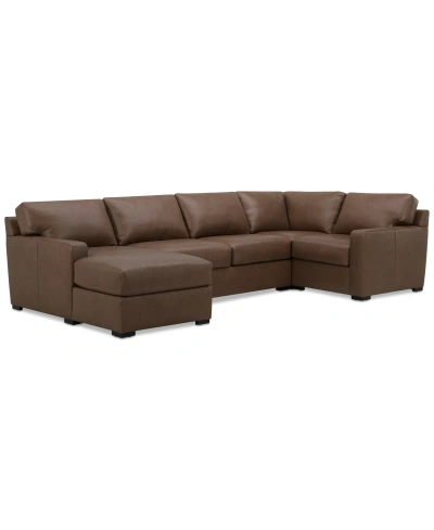 MACY'S RADLEY 136" 4-PC. LEATHER SQUARE CORNER MODULAR CHAISE SECTIONAL, CREATED FOR MACY'S