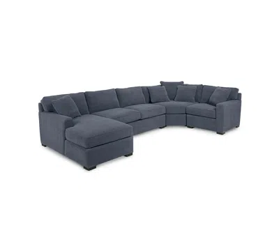 Macy's Radley 4-pc. Fabric Chaise Sectional Sofa With Wedge Piece, Created For  In Blue