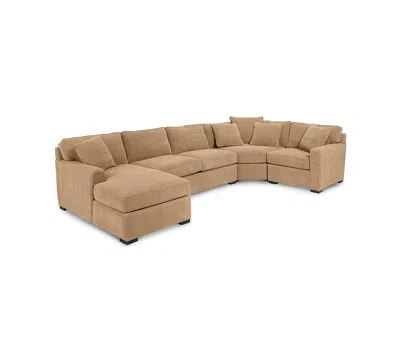 Macy's Radley 4-pc. Fabric Chaise Sectional Sofa With Wedge Piece, Created For  In Brown