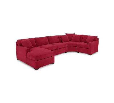 Macy's Radley 4-pc. Fabric Chaise Sectional Sofa With Wedge Piece, Created For  In Red
