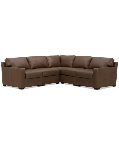 MACY'S RADLEY 101" 5-PC. LEATHER SQUARE CORNER L SHAPE MODULAR SECTIONAL, CREATED FOR MACY'S