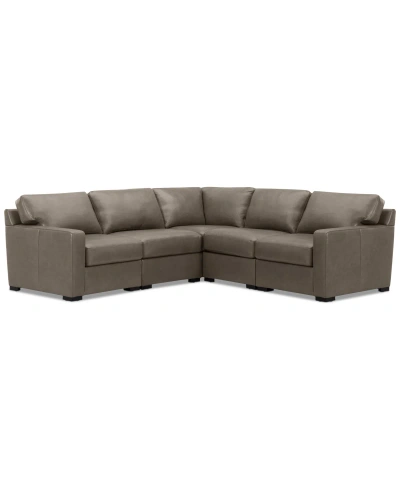 Macy's Radley 101" 5-pc. Leather Square Corner L Shape Modular Sectional, Created For  In Taupe
