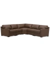 Macy's Radley 101" 5-pc. Leather Square Corner L Shape Modular Sectional, Created For  In Chesnut