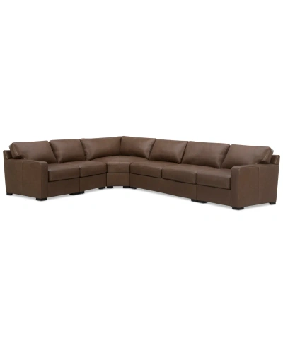 MACY'S RADLEY 148" 5-PC. LEATHER WEDGE L SHAPE MODULAR SECTIONAL, CREATED FOR MACY'S