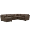 Macy's Nevio 157" 6-pc. Leather Sectional With 2 Power Recliners, Headrests And Chaise, Created For  In Chesnut