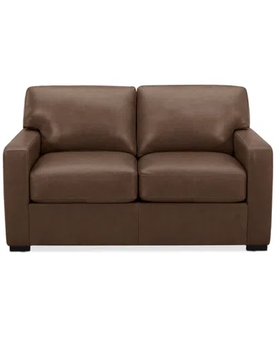 Macy's Radley 61" Leather Loveseat, Created For  In Brown