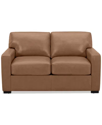 Macy's Radley 61" Leather Loveseat, Created For  In Light Tan