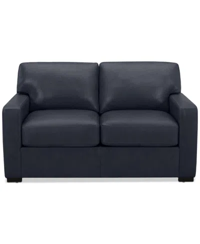 Macy's Radley 61" Leather Loveseat, Created For  In Navy
