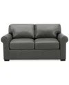 Macy's Radley 61" Leather Roll Arm Loveseat, Exclusively At  In Anthracite