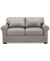 Macy's Radley 61" Leather Roll Arm Loveseat, Exclusively At  In Ash