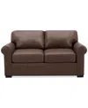 Macy's Radley 61" Leather Roll Arm Loveseat, Exclusively At  In Chocolate