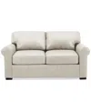 Macy's Radley 61" Leather Roll Arm Loveseat, Exclusively At  In Coconut Milk