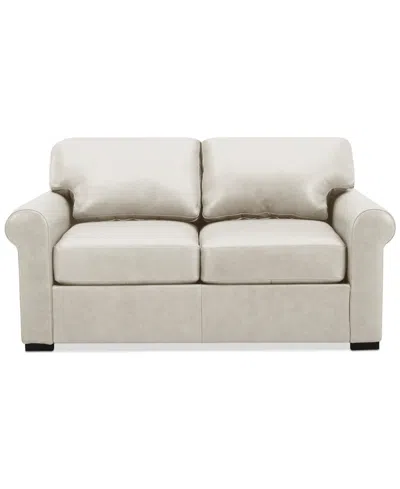 Macy's Radley 61" Leather Roll Arm Loveseat, Exclusively At  In Coconut Milk
