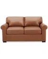 Macy's Radley 61" Leather Roll Arm Loveseat, Exclusively At  In Light Tan
