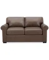 Macy's Radley 61" Leather Roll Arm Loveseat, Exclusively At  In Medium Brown