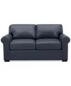 Macy's Radley 61" Leather Roll Arm Loveseat, Exclusively At  In Navy
