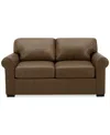 Macy's Radley 61" Leather Roll Arm Loveseat, Exclusively At  In Sand