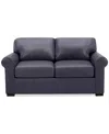 Macy's Radley 61" Leather Roll Arm Loveseat, Exclusively At  In Slate Grey