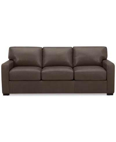 Macy's Radley 74" Leather Apartment Sofa, Created For  In Chocolate