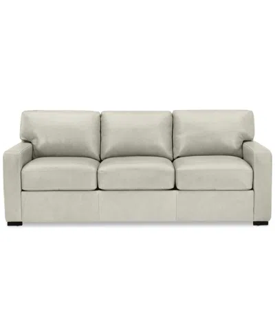Macy's Radley 74" Leather Apartment Sofa, Created For  In Coconut Milk