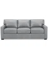 Macy's Radley 74" Leather Apartment Sofa, Created For  In Light Grey
