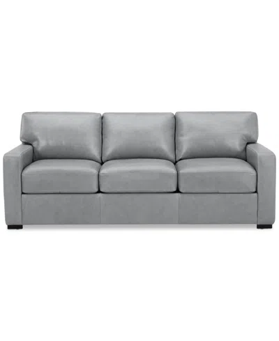 Macy's Radley 74" Leather Apartment Sofa, Created For  In Light Grey