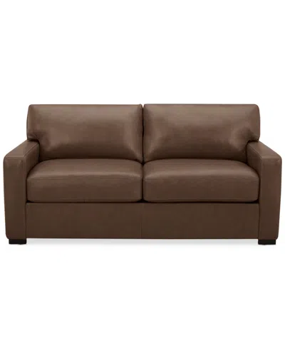 Macy's Radley 74" Leather Apartment Sofa, Created For  In Light Natural
