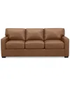 Macy's Radley 74" Leather Apartment Sofa, Created For  In Light Tan