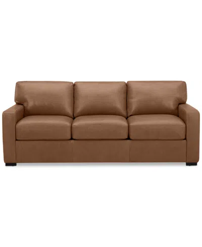 Macy's Radley 74" Leather Apartment Sofa, Created For  In Light Tan