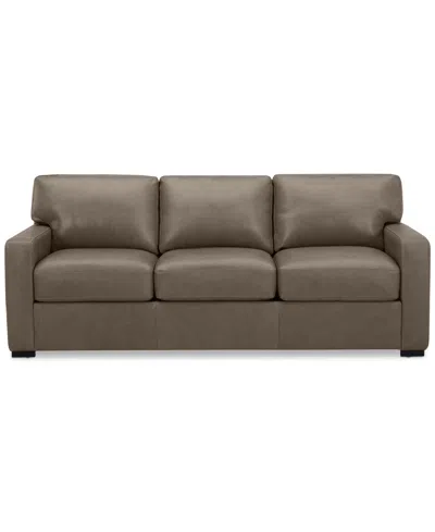 Macy's Radley 74" Leather Apartment Sofa, Created For  In Medium Brown