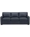 Macy's Radley 74" Leather Apartment Sofa, Created For  In Navy