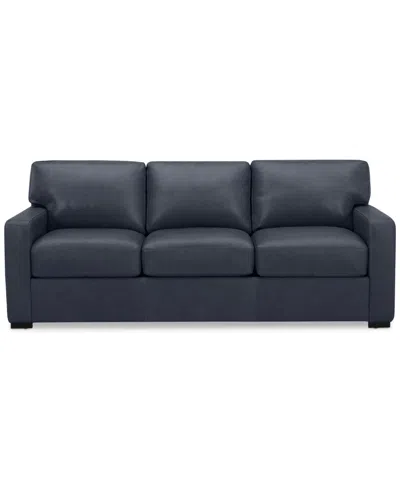 Macy's Radley 74" Leather Apartment Sofa, Created For  In Navy