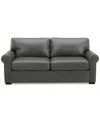 Macy's Radley 74" Leather Roll Arm Apartment Sofa, Exclusively At  In Anthracite