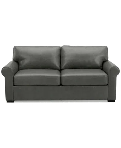 Macy's Radley 74" Leather Roll Arm Apartment Sofa, Exclusively At  In Anthracite